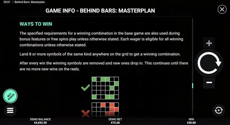 Behind Bars Masterplan - მოგებული ხაზებისა და კომბინაციების შეჯამება